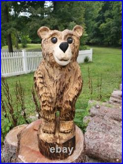 Brown Bear Cub Chainsaw Carving