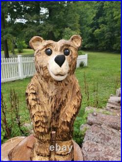 Brown Bear Cub Chainsaw Carving