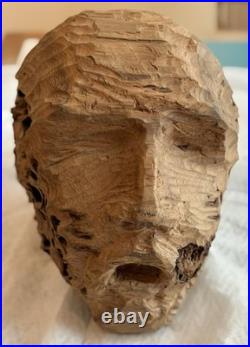 Brutalist Carved Interpretation Of An Abstract Wooden Head Sculpture Art Decor Brutalist Carved Interpretation Of An Abstract Wooden Head Sculpture Art Decor