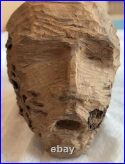 Brutalist Carved Interpretation Of An Abstract Wooden Head Sculpture Art Decor Brutalist Carved Interpretation Of An Abstract Wooden Head Sculpture Art Decor