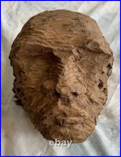 Brutalist Carved Wooden Interpretation Of An Abstract Head Sculpture Art Decor
