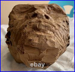 Brutalist Carved Wooden Interpretation Of An Abstract Head Sculpture Art Decor