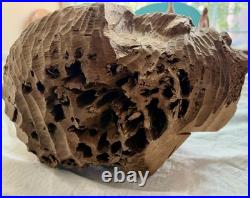 Brutalist Carved Wooden Interpretation Of An Abstract Head Sculpture Art Decor