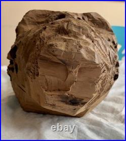 Brutalist Carved Wooden Interpretation Of An Abstract Head Sculpture Art Decor