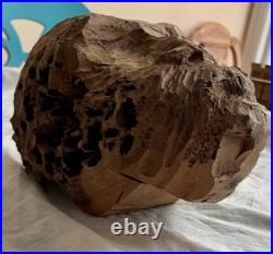 Brutalist Carved Wooden Interpretation Of An Abstract Head Sculpture Art Decor Brutalist Carved Wooden Interpretation Of An Abstract Head Sculpture Art Decor