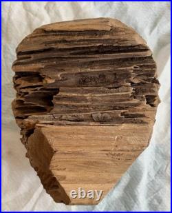 Brutalist Carved Wooden Interpretation Of An Abstract Head Sculpture Art Decor