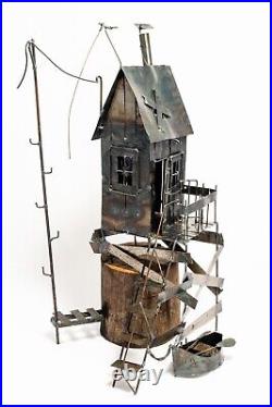 Brutalist Metal & Wood Boathouse Sculpture Signed, One of a Kind, Vintage