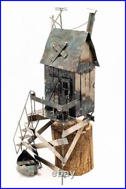 Brutalist Metal & Wood Boathouse Sculpture Signed, One of a Kind, Vintage