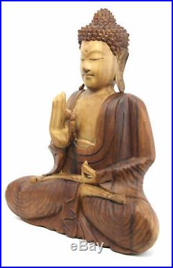 Buddha Sculpture Vitarka Teaching Mudra Hand carved wood statue Bali art