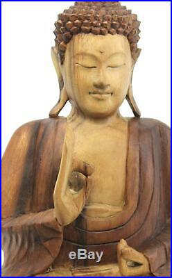 Buddha Sculpture Vitarka Teaching Mudra Hand carved wood statue Bali art