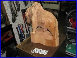 Buffalo Unique Cedar carved one piece 20 inch tall