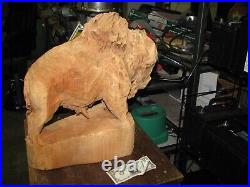 Buffalo Unique Cedar carved one piece 20 inch tall