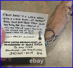 Butt Head Nancy Tuttle Carved Carving Spirit Wood Widdle Collectible 1992