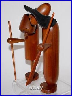 C. R. Skip Johnson Mountain Man & Woman Turned Wood Figures c. 1965