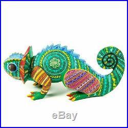 CHAMELEON Oaxacan Alebrije Wood Carving Mexican Art Sculpture Painting Decor