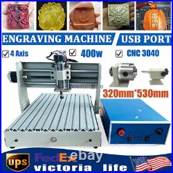 CNC Router Engraver 3040 4 Axis Wood Engraving Carving Cutting Machine USB Port