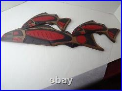 CONNIE EDWARDS. LARGE Coast Salish Haida Hand Painted Native Carving