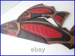 CONNIE EDWARDS. LARGE Coast Salish Haida Hand Painted Native Carving