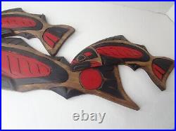 CONNIE EDWARDS. LARGE Coast Salish Haida Hand Painted Native Carving