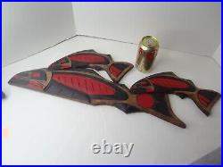 CONNIE EDWARDS. LARGE Coast Salish Haida Hand Painted Native Carving