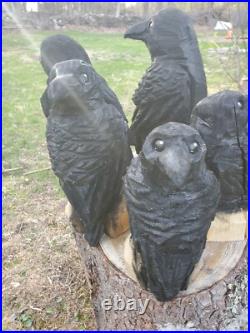 CROW Chainsaw Carving Wooden RAVEN Statue 18 Tall UNIQUE CROW Chainsaw Carving Wooden RAVEN Statue 18 Tall UNIQUE