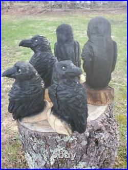 CROW Chainsaw Carving Wooden RAVEN Statue 18 Tall UNIQUE CROW Chainsaw Carving Wooden RAVEN Statue 18 Tall UNIQUE