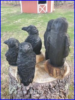 CROW Chainsaw Carving Wooden RAVEN Statue 18 Tall UNIQUE CROW Chainsaw Carving Wooden RAVEN Statue 18 Tall UNIQUE