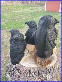 CROW Chainsaw Carving Wooden RAVEN Statue 18 Tall UNIQUE CROW Chainsaw Carving Wooden RAVEN Statue 18 Tall UNIQUE