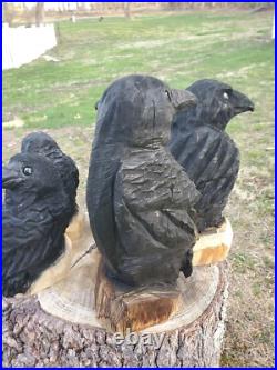 CROW Chainsaw Carving Wooden RAVEN Statue 18 Tall UNIQUE CROW Chainsaw Carving Wooden RAVEN Statue 18 Tall UNIQUE