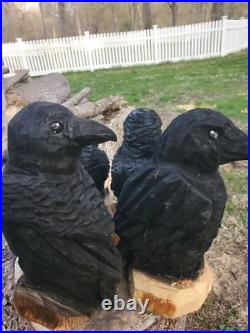 CROW Chainsaw Carving Wooden RAVEN Statue 18 Tall UNIQUE CROW Chainsaw Carving Wooden RAVEN Statue 18 Tall UNIQUE