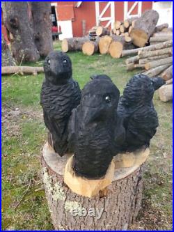 CROW Chainsaw Carving Wooden RAVEN Statue 18 Tall UNIQUE CROW Chainsaw Carving Wooden RAVEN Statue 18 Tall UNIQUE