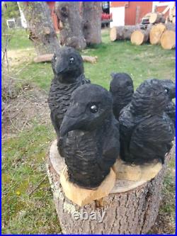 CROW Chainsaw Carving Wooden RAVEN Statue 18 Tall UNIQUE CROW Chainsaw Carving Wooden RAVEN Statue 18 Tall UNIQUE
