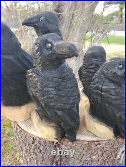 CROW Chainsaw Carving Wooden RAVEN Statue 18 Tall UNIQUE CROW Chainsaw Carving Wooden RAVEN Statue 18 Tall UNIQUE