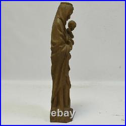 Ca. 1900 old sculpture of Madonna and child, carved wood, height 19,6 in