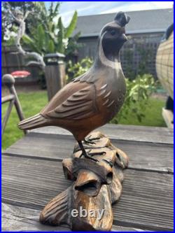 California Quail wood carving by Dale Jordan, dated 1991