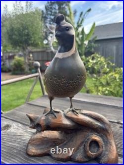 California Quail wood carving by Dale Jordan, dated 1991