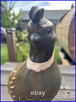California Quail wood carving by Dale Jordan, dated 1991