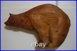Canadian Carved Western Red Cedar Wooden Bear Sculpture Artist Signed CR Seyfort