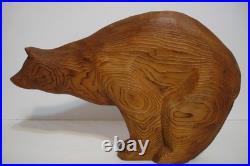 Canadian Carved Western Red Cedar Wooden Bear Sculpture Artist Signed CR Seyfort