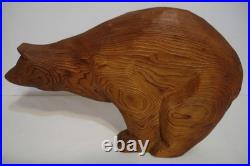Canadian Carved Western Red Cedar Wooden Bear Sculpture Artist Signed CR Seyfort