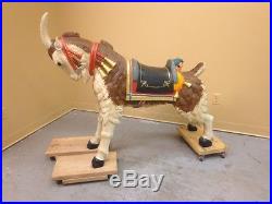 Carousel Style Painted Carved Wood Goat Figure Sculpture 50x16x46