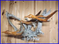 Carved Driftwood Bird Wall Sculpture, Nature Animals Theme Wood Wall Art