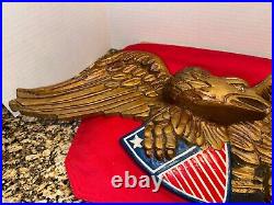 Carved Eagle Wood Carving Folk Art Americana 25 Wide X 8.5 Inches Tall Vintages