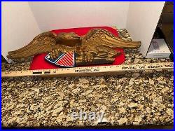 Carved Eagle Wood Carving Folk Art Americana 25 Wide X 8.5 Inches Tall Vintages