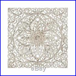 Carved Floral Ivory Medallion Wood Wall Panel by Studio 350 Brown N/A