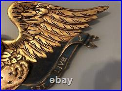 Carved, Gilded, and Painted Wooden Federal Eagle Wall Plaque Bellamy style 1940s