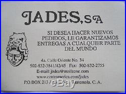 Carved Guatemalan Jade Jadeite Jaguar Mayan Head Sculpture On Wood Base