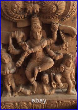 Carved Indian/India wood Architectural fragment various Hindu Deities Antique