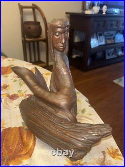 Carved Mermaid Wooden Figure Decoration Statue Sculpture John Eng 2057 Cedar