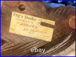 Carved Mermaid Wooden Figure Decoration Statue Sculpture John Eng 2057 Cedar